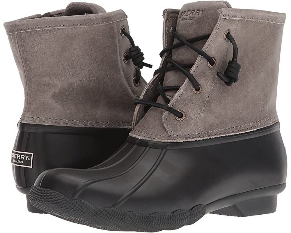 Sperry Womens Saltwater Sts 81732 Gray & Black Waterproof Duck Boots Size 9.5
